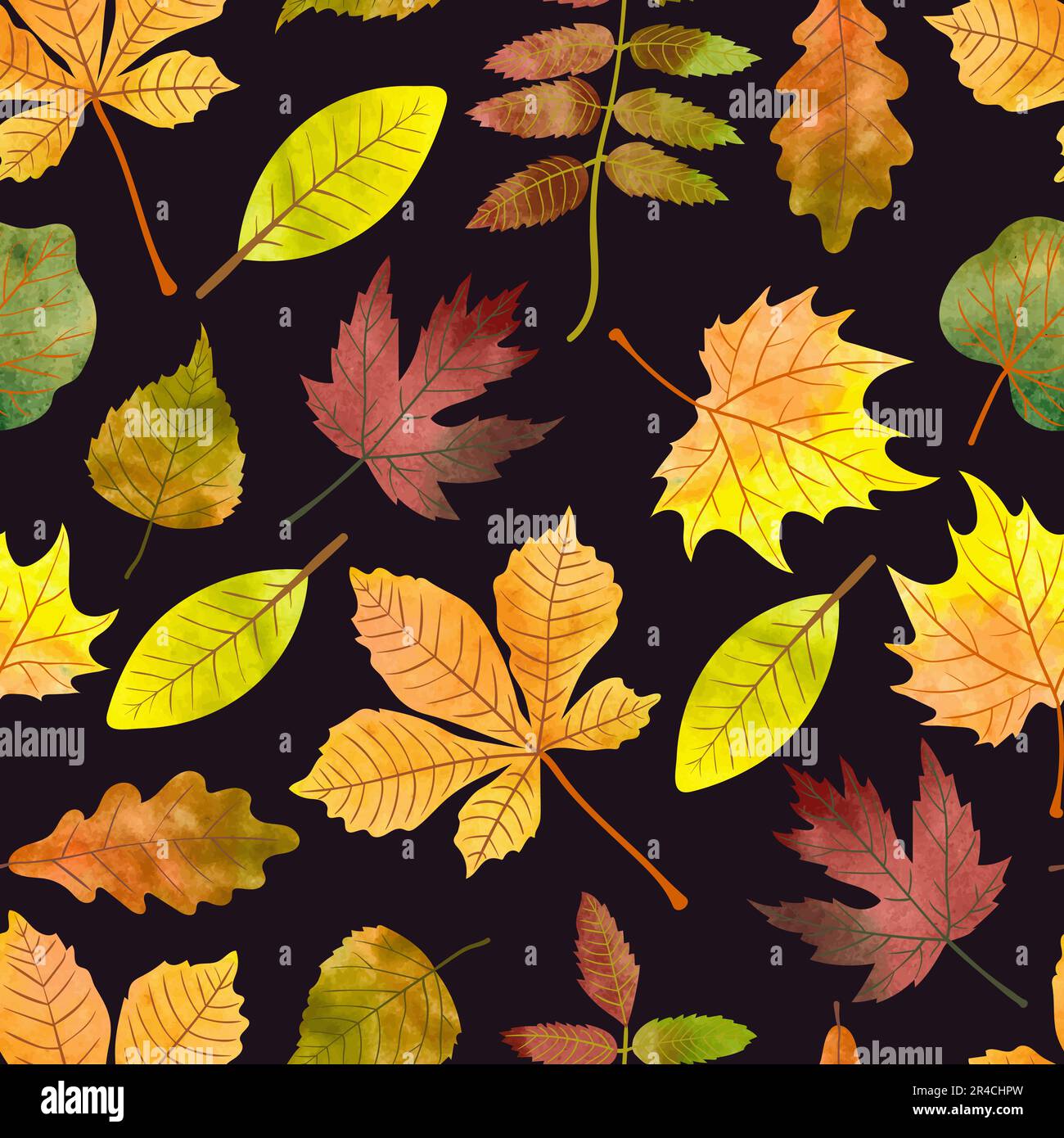Acquerello autunno foglie modello senza cuciture. Sfondo di caduta vettoriale. Illustrazione Vettoriale