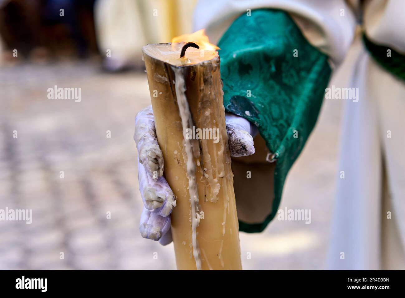 Andalusia Spagna. Processione alla Semana Santa (settimana Santa) di Malaga. La candela Foto Stock