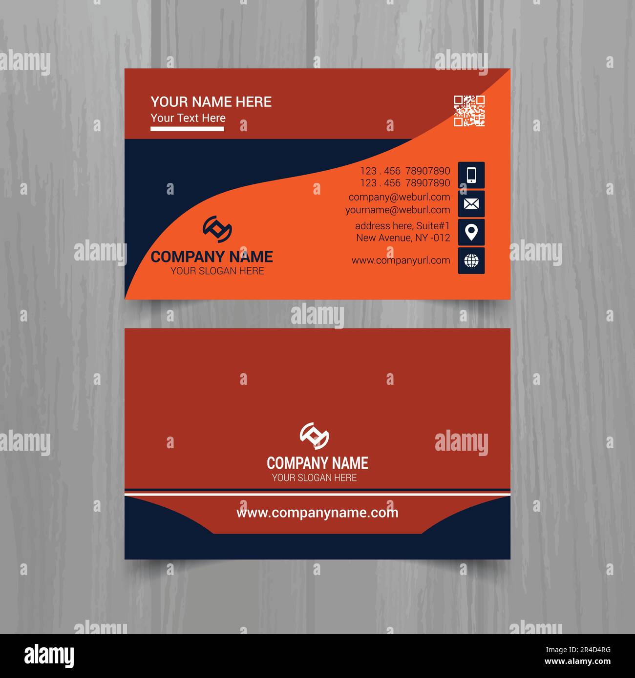 Semplice modello vettoriale per biglietti da visita, semplice modello di progettazione di layout pulito Illustrazione Vettoriale