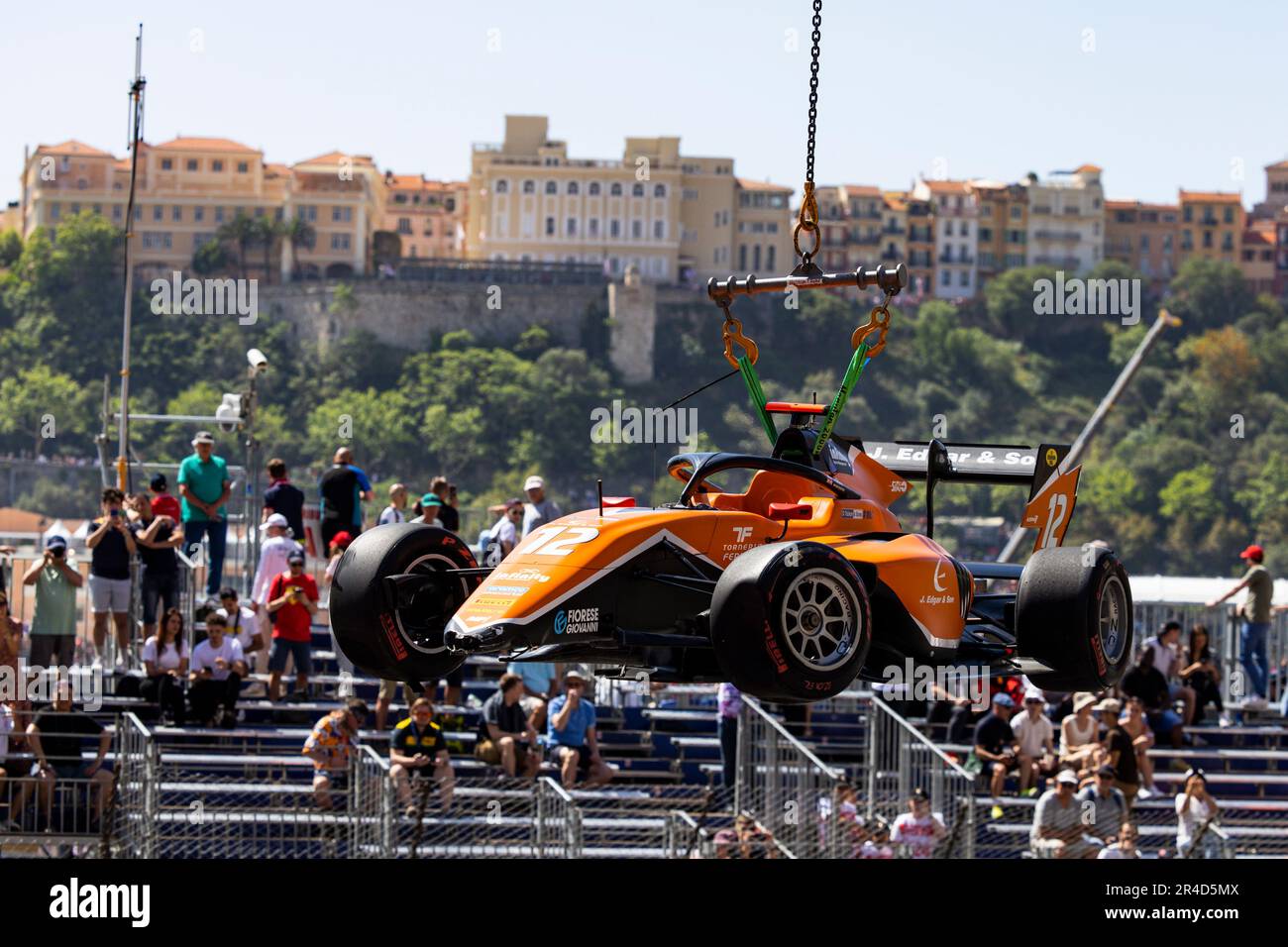 12 EDGAR Jonny (gbr), MP Motorsport, Dallara F3, crash durante il 3rd° round del Campionato FIA di Formula 3 2023 dal 26 al 28 maggio 2023 sul circuito di Monaco, a Monaco - Foto Julien Delfosse/DPPI Foto Stock