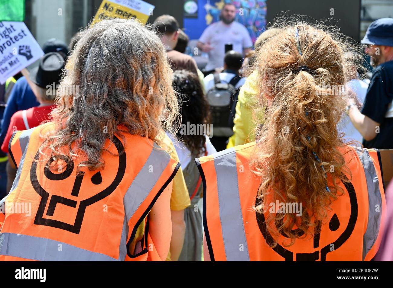 Londra, Regno Unito. 27th maggio 2023. Non la mia protesta di Bill. Just Stop Oil, attivisti di diverse organizzazioni hanno protestato in Parliament Square contro il disegno di legge del Public Order Act del 2023, entrato in vigore il 3rd 2023 maggio. Credit: michael melia/Alamy Live News Foto Stock