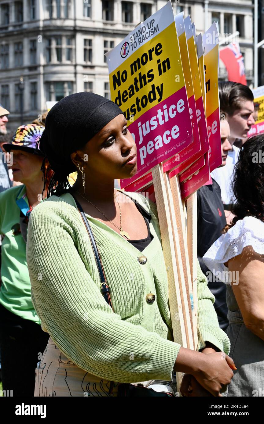 Londra, Regno Unito. 27th maggio 2023. Non la mia protesta di Bill. Attivisti di organizzazioni diverse hanno protestato in Piazza del Parlamento contro il disegno di legge del Public Order Act del 2023, entrato in vigore il 3rd 2023 maggio. Credit: michael melia/Alamy Live News Foto Stock