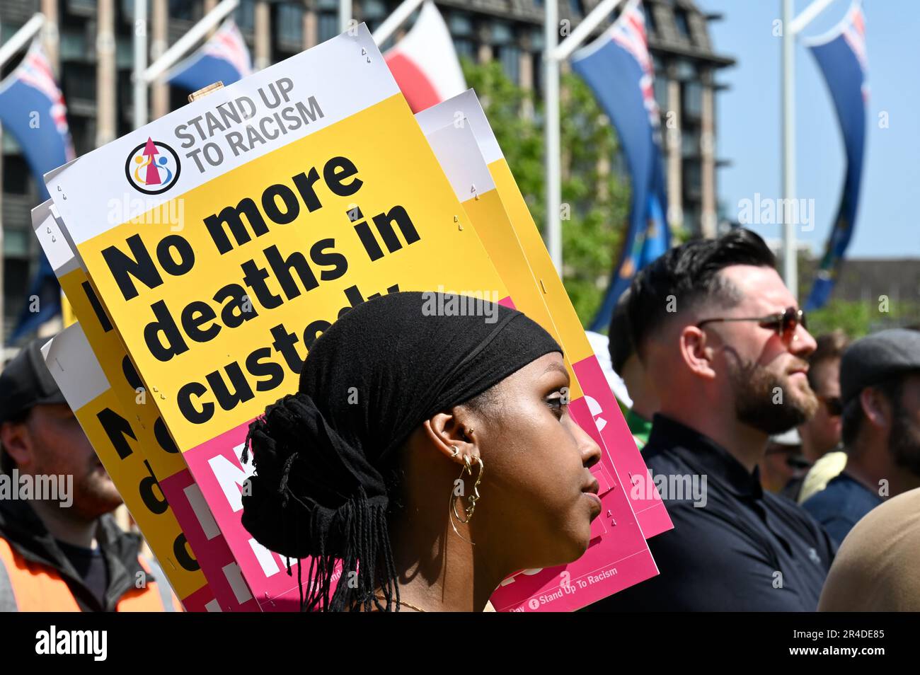 Londra, Regno Unito. 27th maggio 2023. Non la mia protesta di Bill. Attivisti di organizzazioni diverse hanno protestato in Piazza del Parlamento contro il disegno di legge del Public Order Act del 2023, entrato in vigore il 3rd 2023 maggio. Credit: michael melia/Alamy Live News Foto Stock
