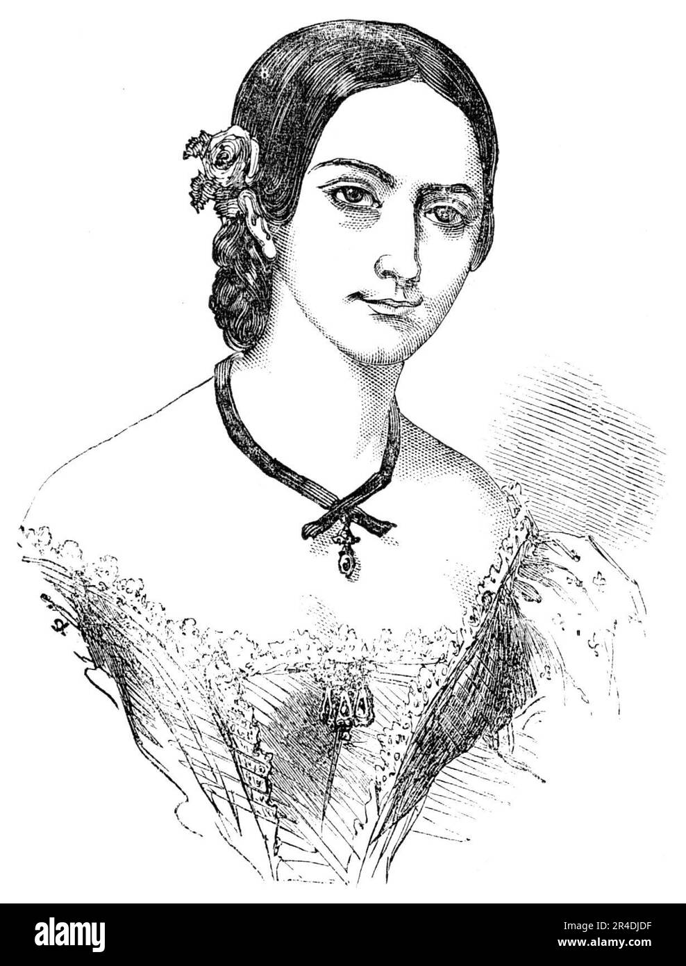 Madame Celeste, 1856. Ballerina e attrice francese che '...apparve al Theatre Royal di Liverpool, come Fenella in "Masaniello", ed espose quelle luci e sfumature di eccellenza che da allora la hanno caratterizzata in un grado così straordinario, ma in questo particolare periodo, Era quasi del tutto ignorante della lingua inglese...alla sua riapparizione al Drury Lane Theatre - così arbitraria è il gusto pubblico - è stata accolta trionfalmente nella mostra coregrafica che, ma pochi anni prima, era stata pronunciata un fallimento...abbiamo parlato di Madame Celeste nella sua capacità o Foto Stock