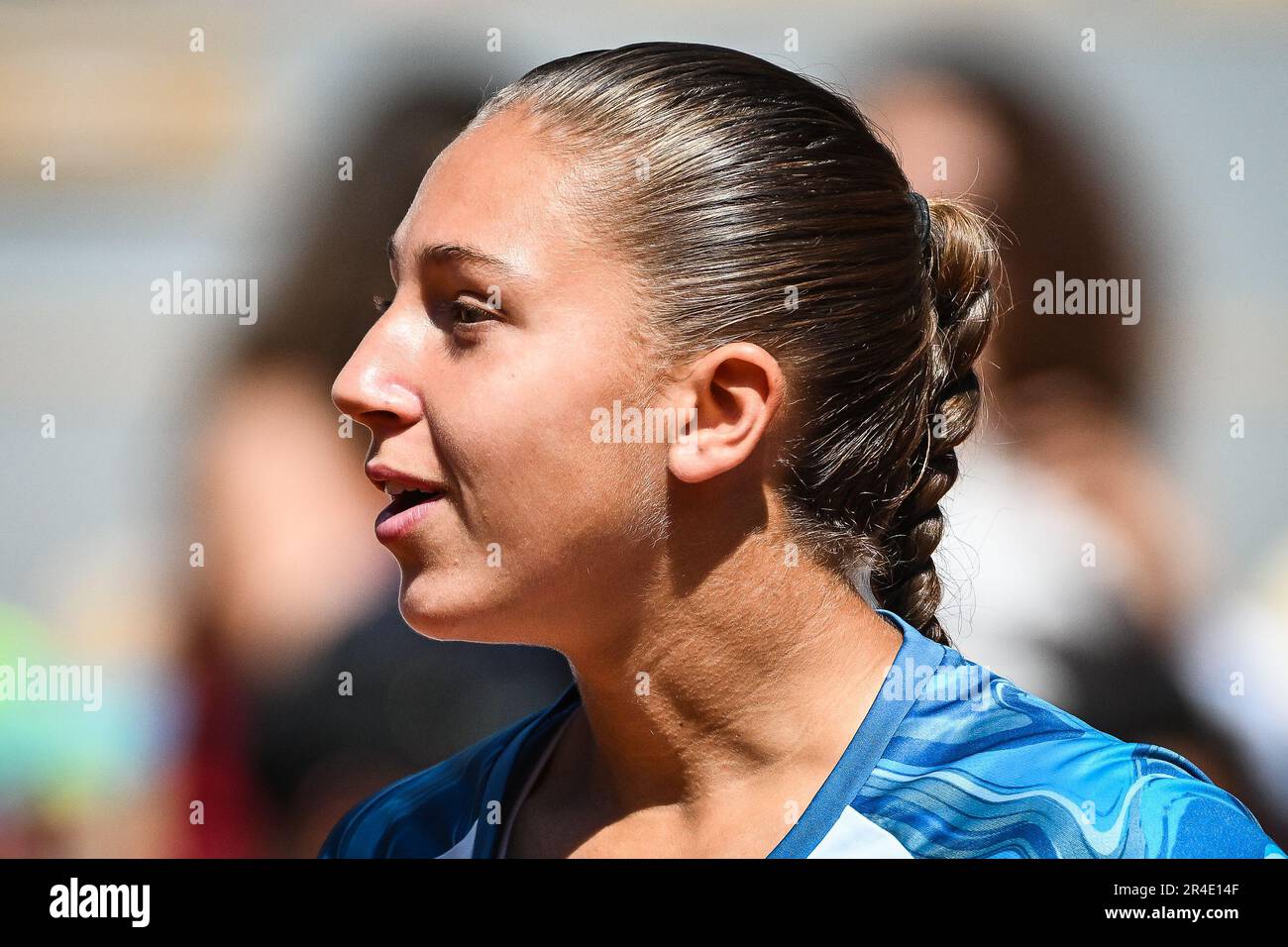 Parigi, Francia, Francia. 27th maggio, 2023. Diane PARRY di Francia durante una partita di Roland-Garros 2023, French Open 2023, torneo di tennis Grand Slam allo stadio Roland-Garros il 27 maggio 2023 a Parigi. (Credit Image: © Matthieu Mirville/ZUMA Press Wire) SOLO PER USO EDITORIALE! Non per USO commerciale! Foto Stock