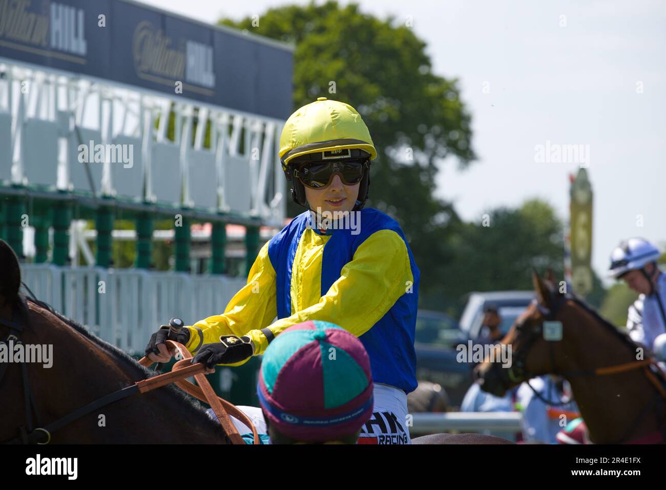 York, Regno Unito. 27th maggio 2023. Saffie Osborne su Mbappe prima dell'inizio di arace a York Racecourse. Credit: Ed Clews/Alamy Live News. Foto Stock