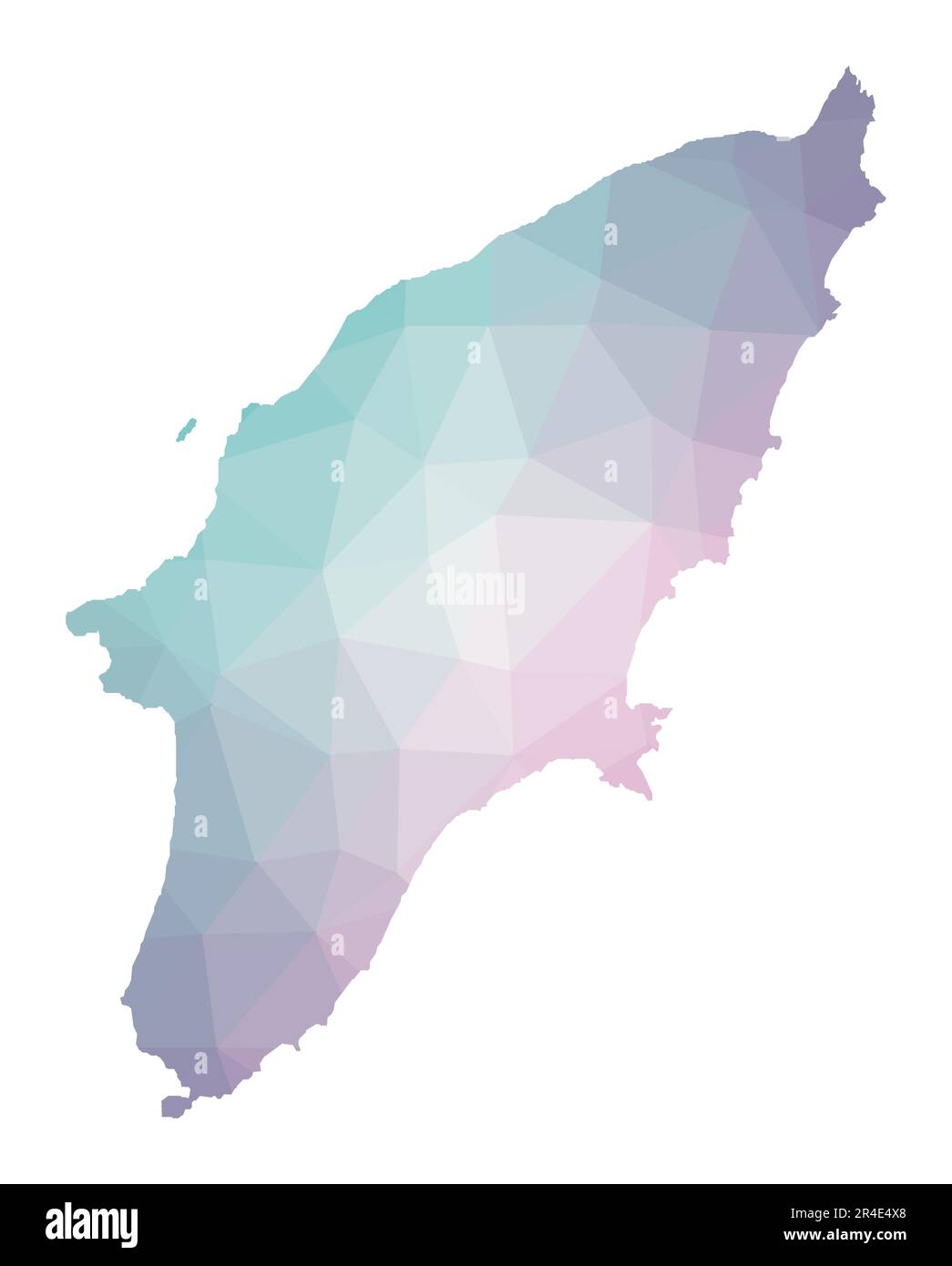 Mappa poligonale di Rodi. Illustrazione geometrica dell'isola in colori di ametista smeraldo. Mappa di Rodi in basso stile poly. Tecnologia, internet, rete Illustrazione Vettoriale