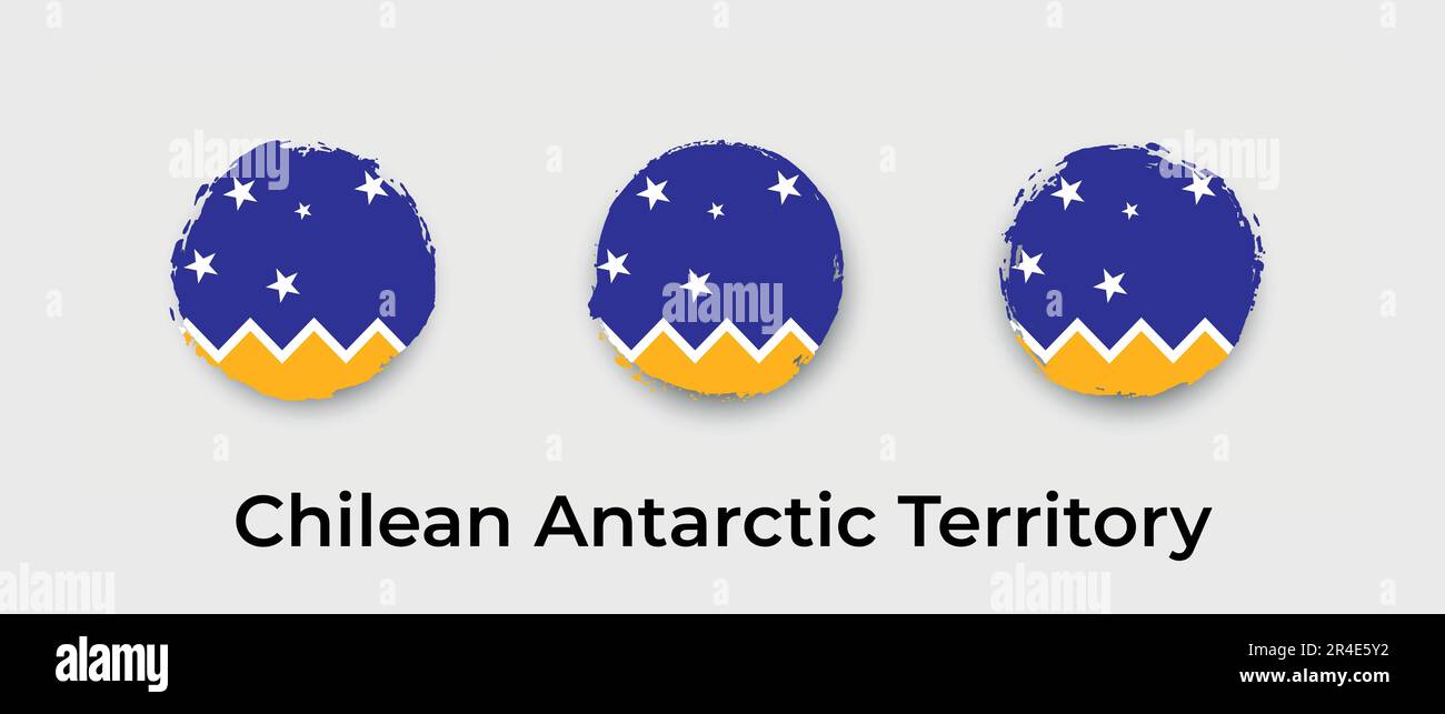 Illustrazione icona vettore bolla grunge bandiera del territorio cileno antartico Illustrazione Vettoriale
