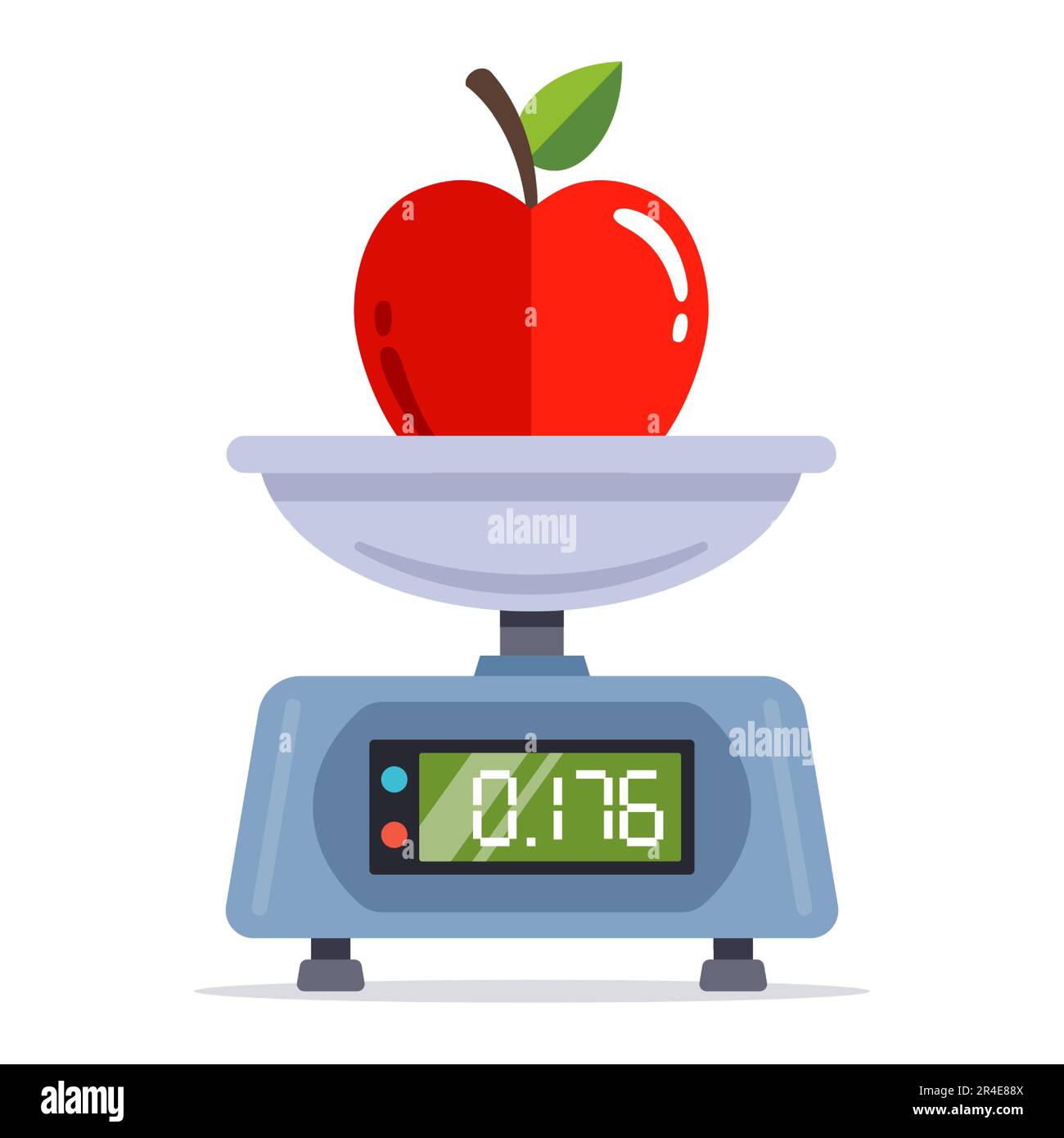 gli alimenti pesano una mela. illustrazione del vettore piatto. Illustrazione Vettoriale