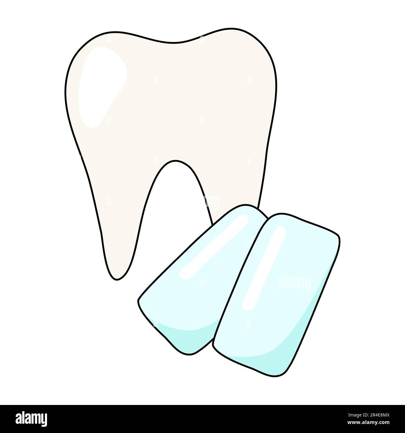 Dente con tamponi di gomma da masticare, concetto di cura dentale, illustrazione vettoriale Illustrazione Vettoriale