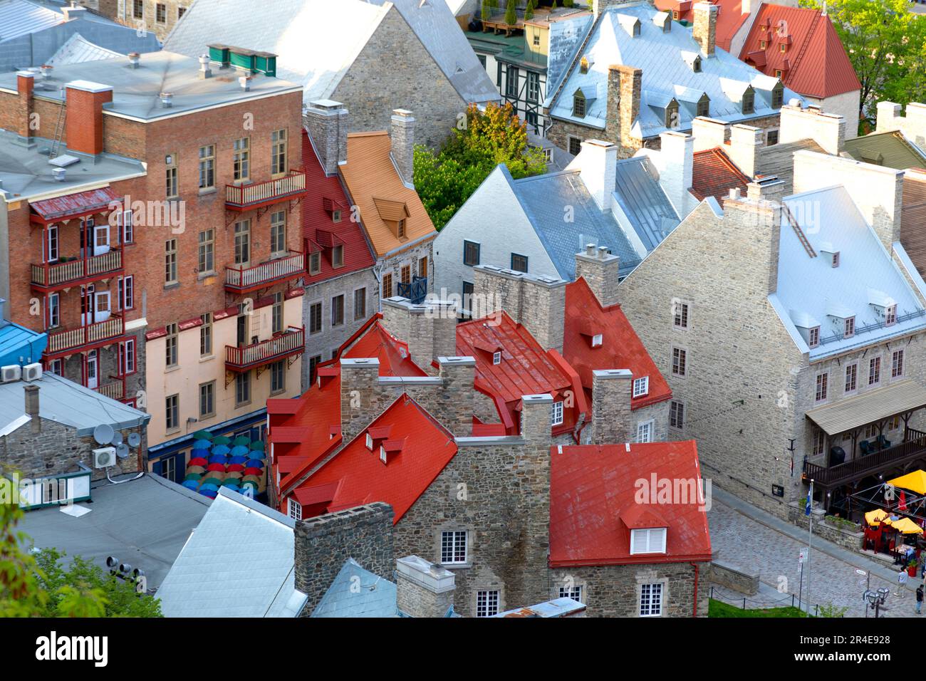 Vista sui tetti del Quartier Petit Champlain Quebec City, Quebec City Quebec Canada Foto Stock