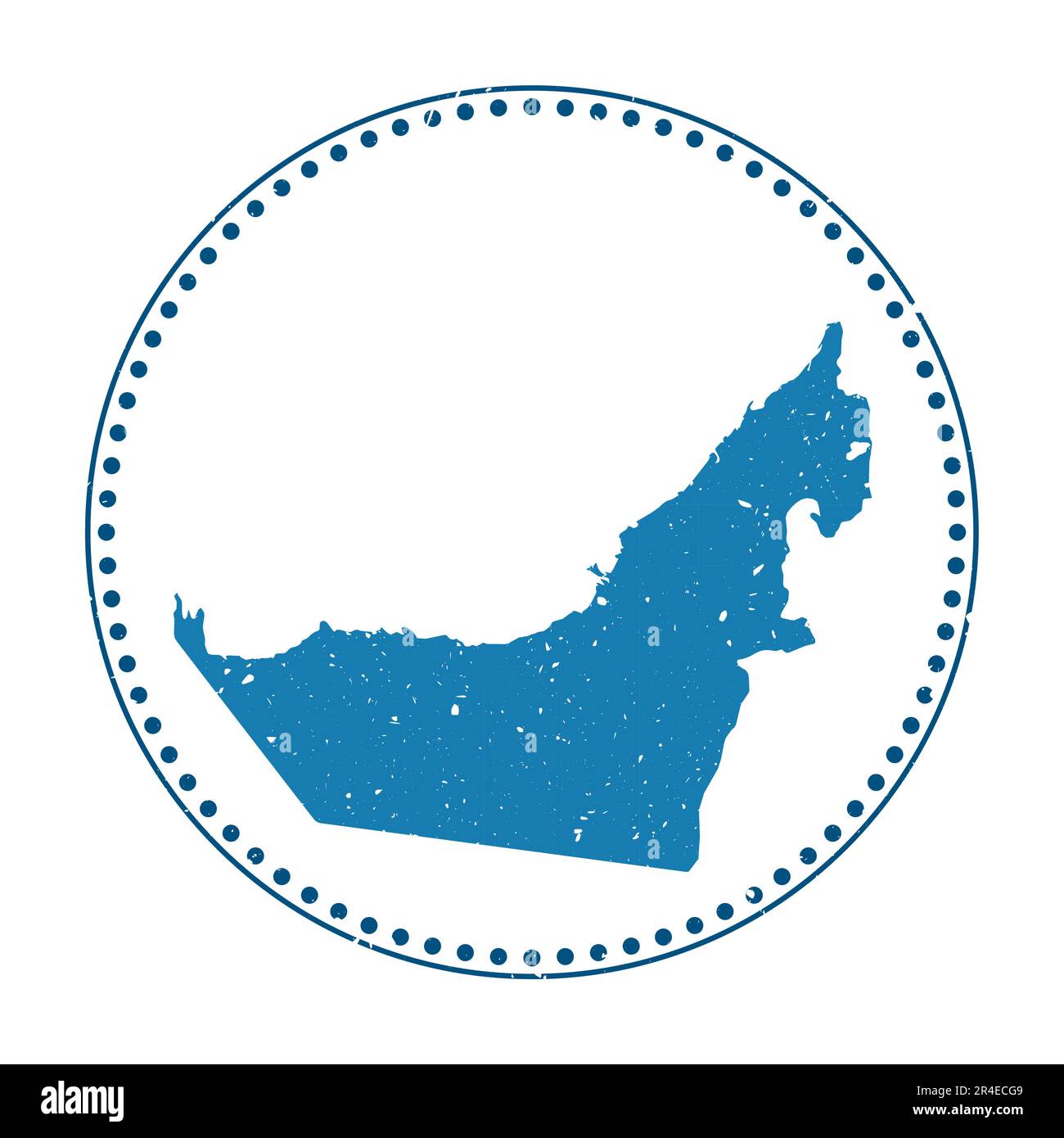 Adesivo Emirati Arabi Uniti. Timbro di gomma da viaggio con mappa del paese, illustrazione vettoriale. Può essere utilizzato come insegna, logotipo, etichetta, adesivo o badge degli Emirati Arabi Uniti. Illustrazione Vettoriale