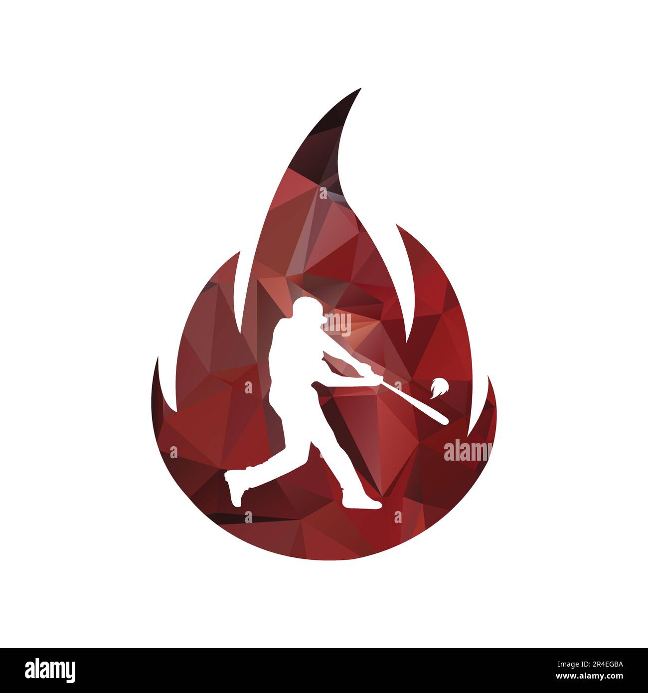 Baseball vettore logo Fire modello di disegno. Disegno del logo vettoriale del giocatore di baseball. Illustrazione Vettoriale