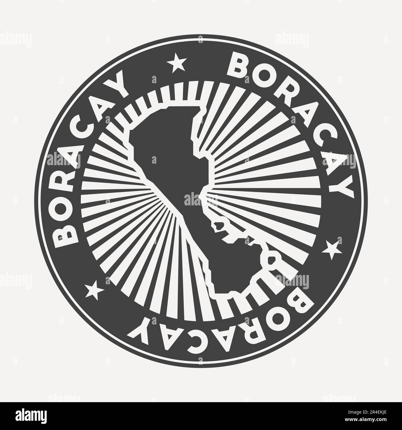 Logo rotondo Boracay. Distintivo da viaggio vintage con il nome circolare e la mappa dell'isola, illustrazione vettoriale. Illustrazione Vettoriale