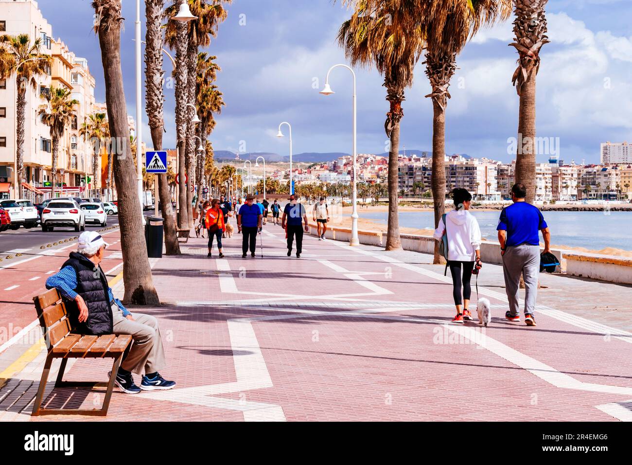 Lungomare, Paseo Marítimo. Melilla, Ciudad Autónoma de Melilla, Spagna, África, UE. Foto Stock