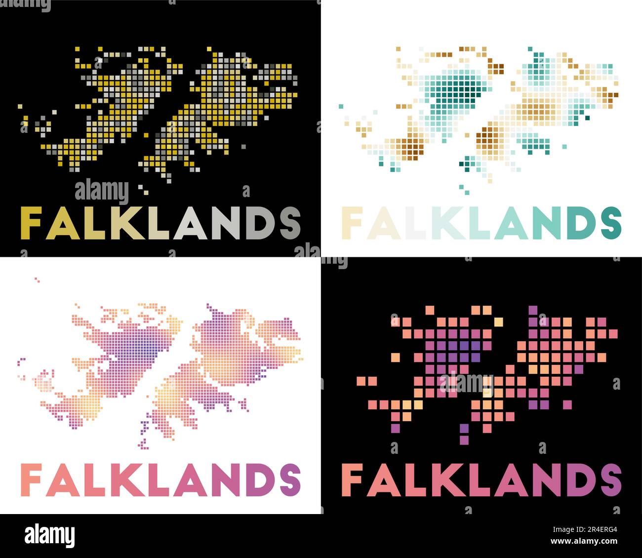 Mappa delle Falklands. Raccolta di mappe delle Falkland in stile