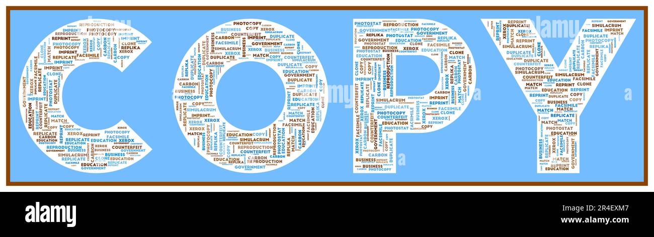 COPIARE il testo riempito con parole chiave correlate di varie dimensioni. Copia nuvola di parole. Bella illustrazione vettoriale. Illustrazione Vettoriale