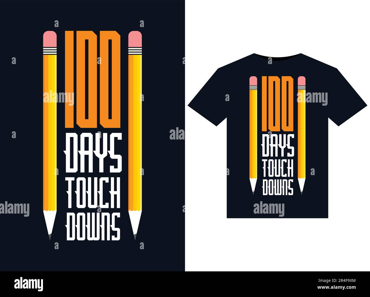 Illustrazioni ritocco di 100 giorni per il design delle magliette pronte per la stampa Illustrazione Vettoriale