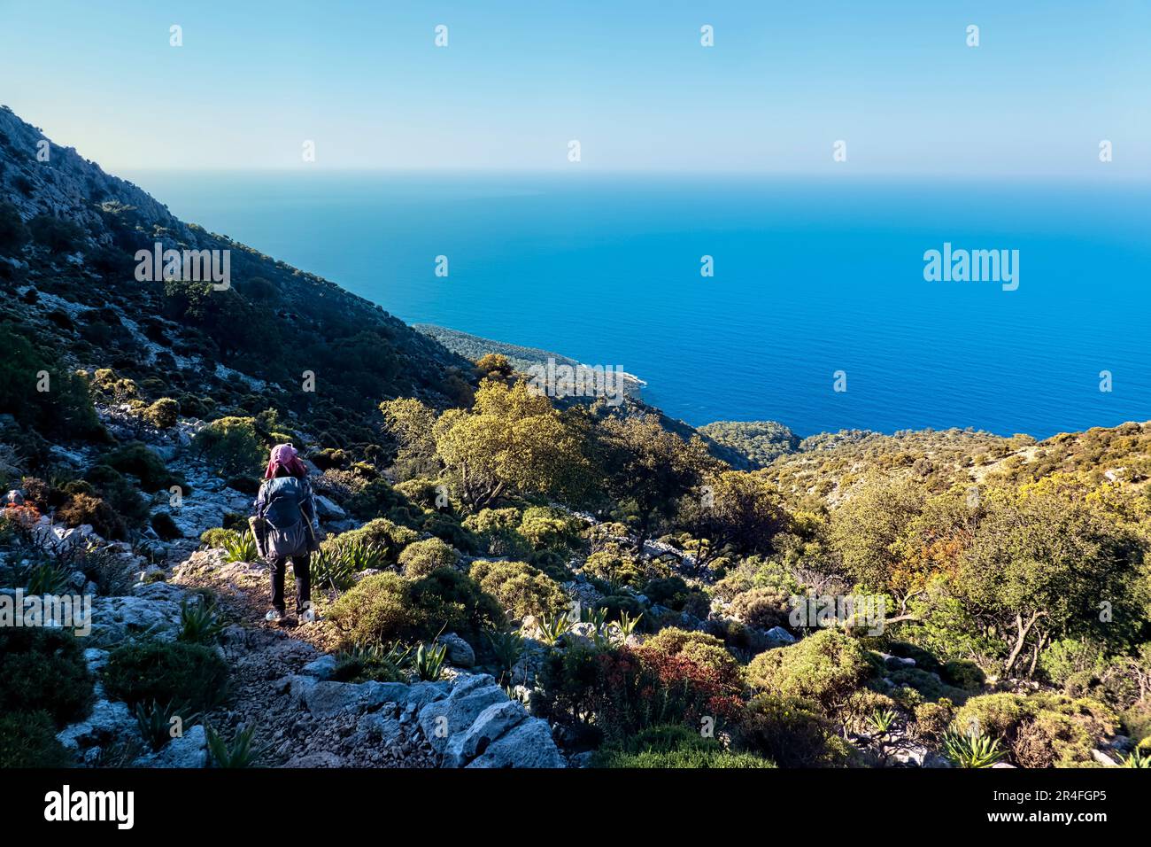 Escursioni sopra l'Egeo sulla via Licia, Kas, Turchia Foto Stock