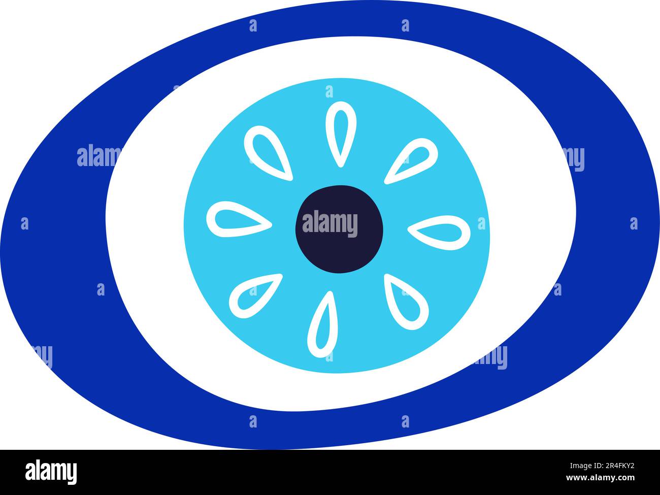 Icona malvagia talismano occhio. Simbolo occhio turco o greco. Grecia amuleto etnico magico. Mistica icona blu di hamsa in stile disegnato a mano. Simbolo dell'amuleto nazista Illustrazione Vettoriale