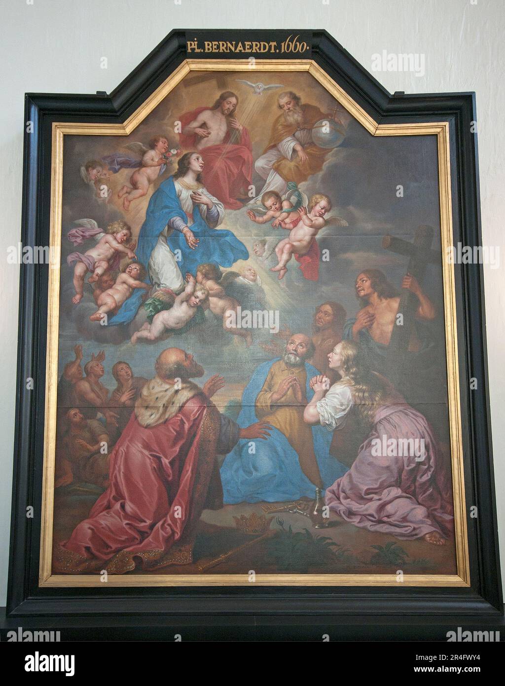 Dipinto "Intercessione di Maria" (del pittore Philippe Bernaerdt, 1660) nella chiesa di nostra Signora (Onze-lieve-Vrouwekerk), Bruges, Fiandre, Belgio Foto Stock