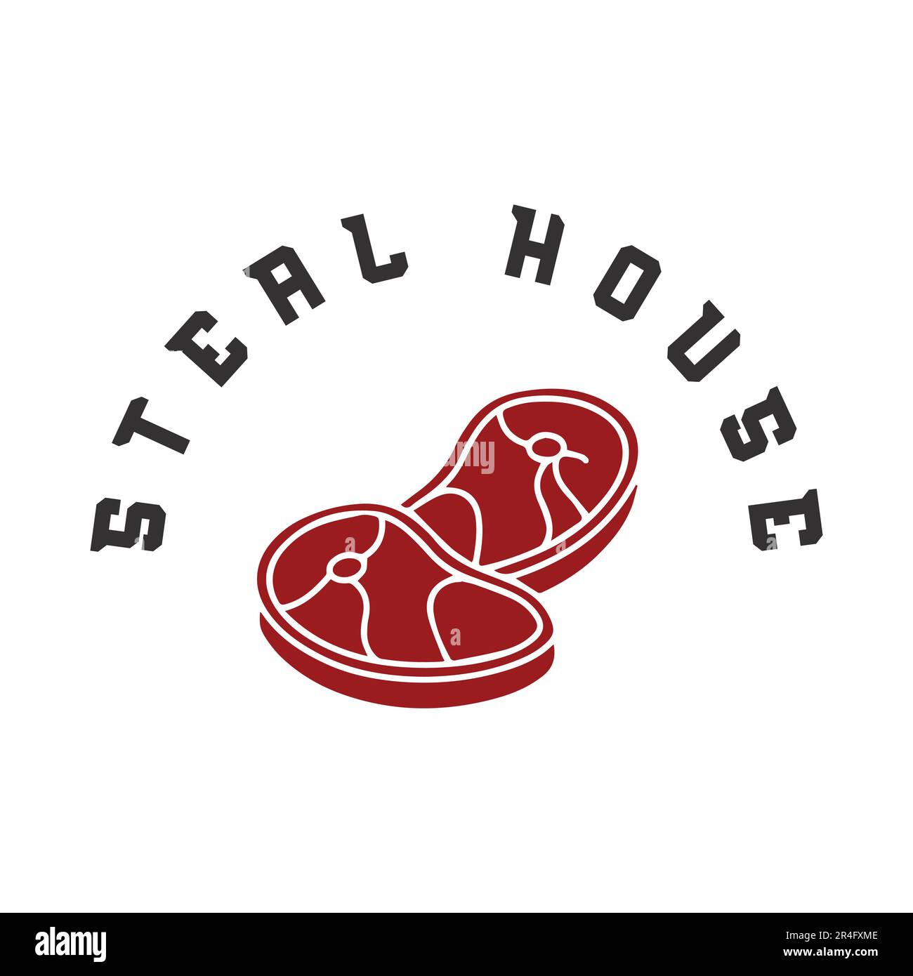 Steak House Logo Design BBQ Logo Bull Meat logotipo Illustrazione Vettoriale