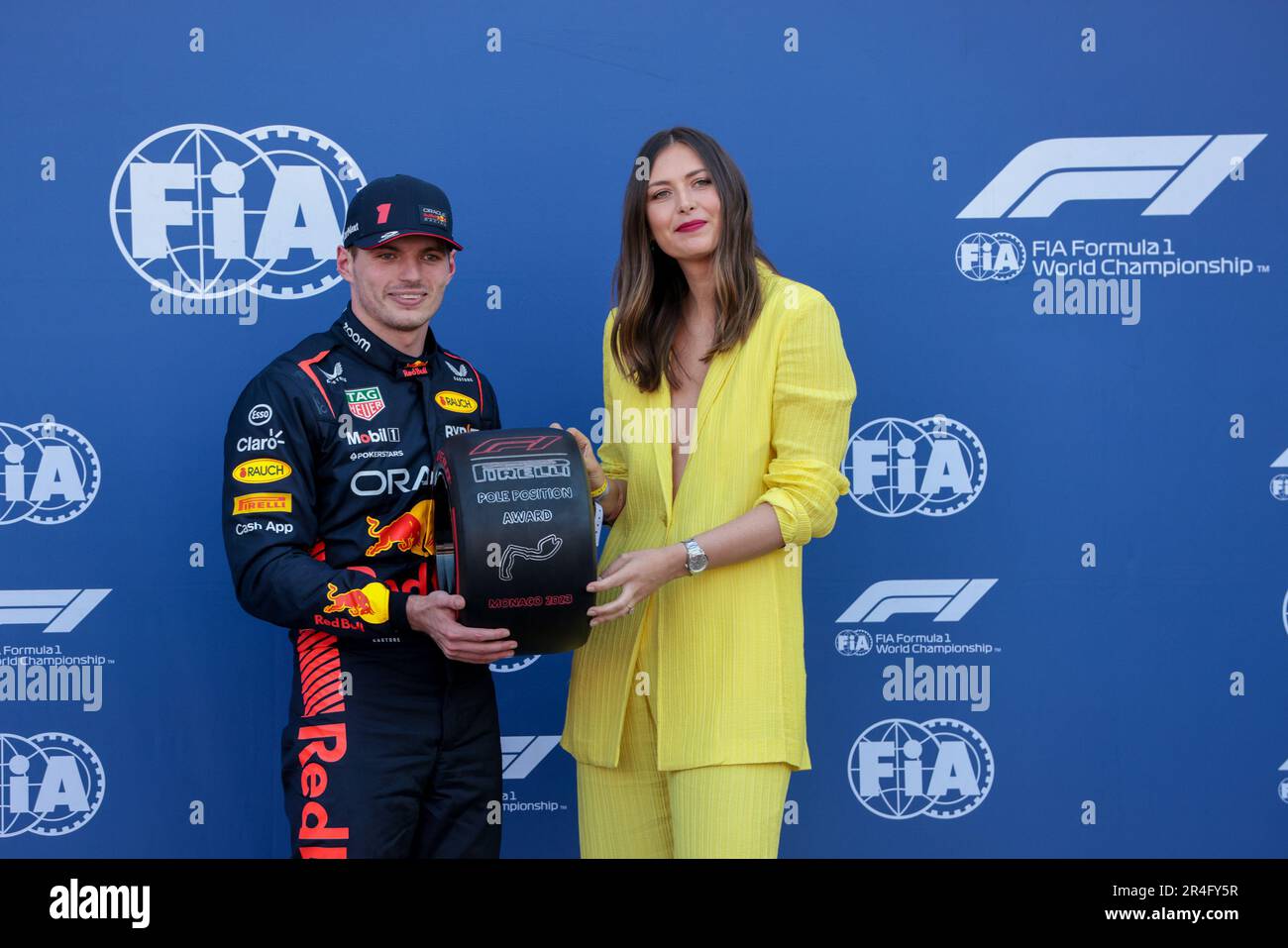 Montecarlo, Principato di Monaco. 27th maggio, 2023. Max Verstappen (NED) Redbull Racing RB19 e Maria Sharapova durante il Gran Premio di Monaco 2023 - Sabato - Libere 3 e qualificazione, Campionato di Formula 1 a Montecarlo, Principato di Monaco, Maggio 27 2023 Credit: Independent Photo Agency/Alamy Live News Foto Stock