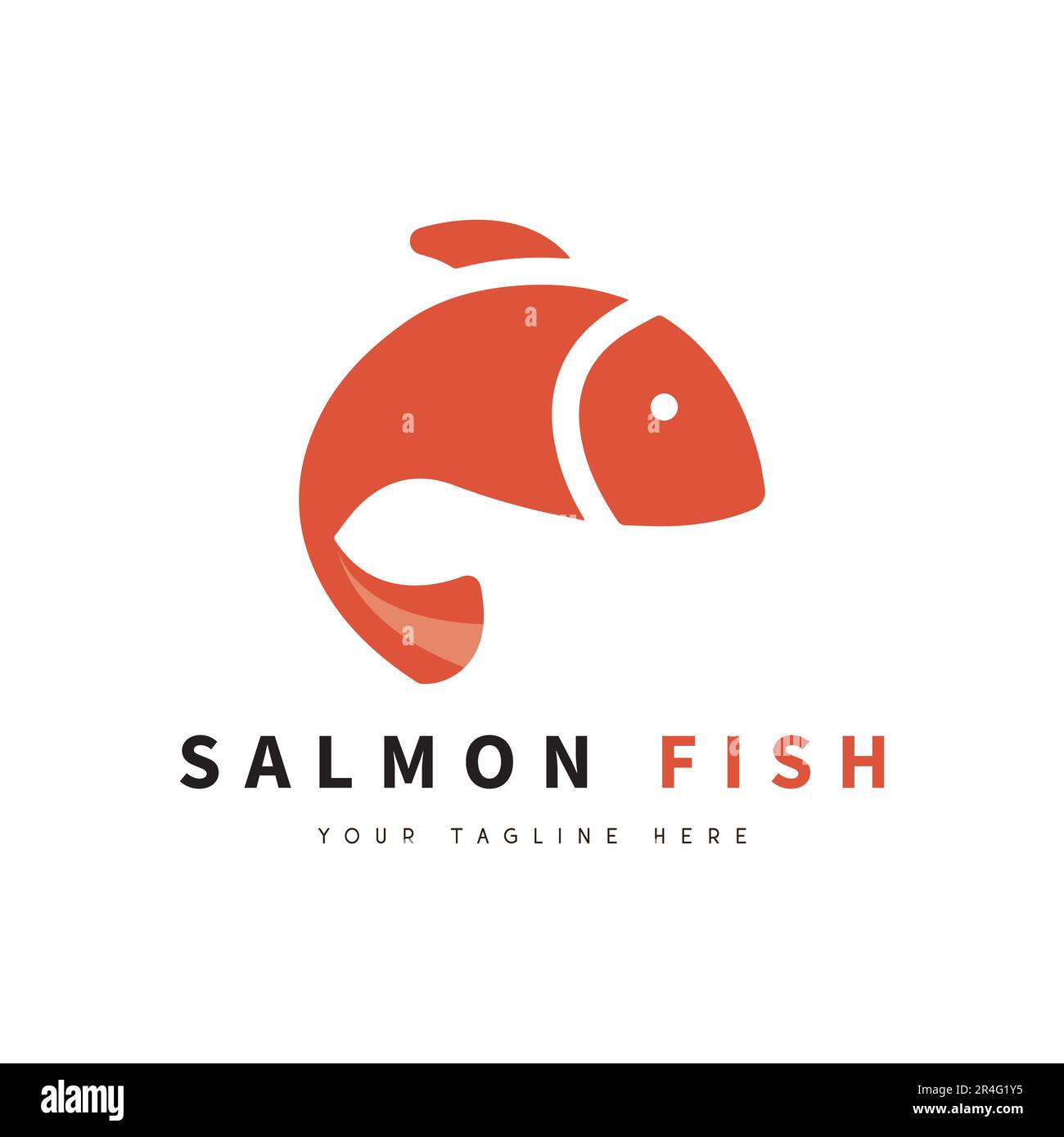 Salmone Fish Logo Design Red Carne Seafood logotipo Illustrazione Vettoriale