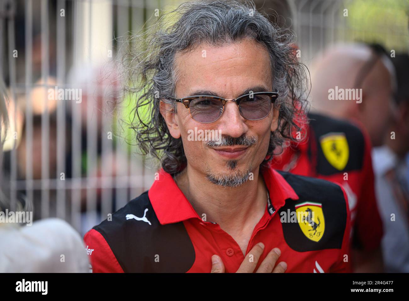 Laurent Mekies, direttore di gara della Scuderia Ferrari, è visto nel paddock F1 in vista della terza sessione di prove libere del Gran Premio di Monaco F1 a Monaco il 27 maggio 2023. Foto Stock