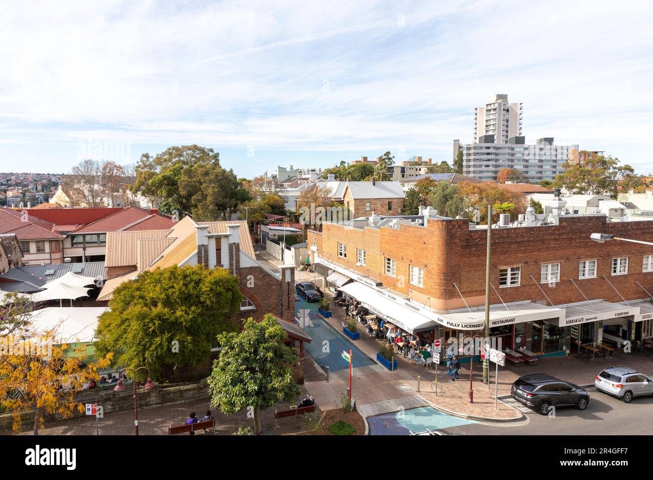 Kirribilli Sydney vista aerea di questo sobborgo di Sydney sulla sponda nord bassa, persone che cenano in un ristorante, Sydney, NSW, Australia Foto Stock