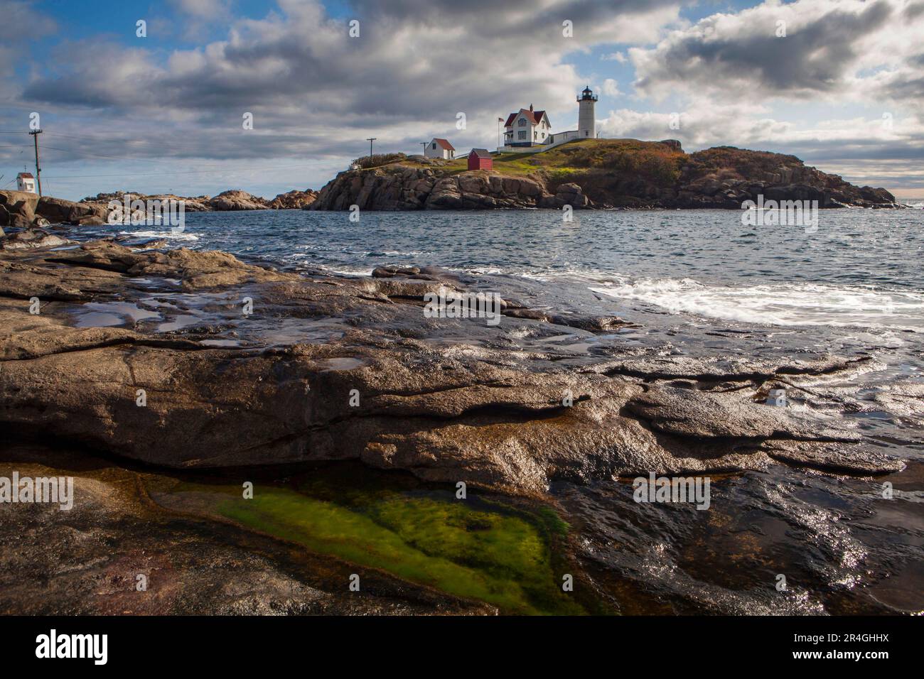 Nuble Lighthouse, Cape Niddick, York, Maine, Stati Uniti Foto Stock