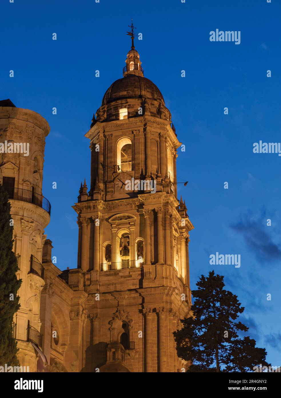 Malaga, Provincia di Malaga, Costa del Sol, Andalusia, Spagna meridionale. La cattedrale rinascimentale. Il nome completo spagnolo è la Basilica di Santa Iglesia Catedral Foto Stock