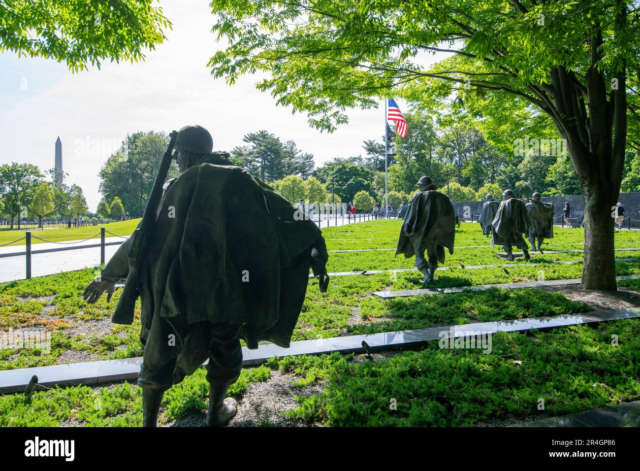 USA Washington DC Korean War Veterans Memorial National Park Service per onorare il caduto militare degli Stati Uniti che ha servito in Corea Foto Stock
