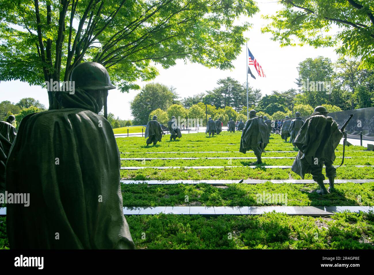 USA Washington DC Korean War Veterans Memorial National Park Service per onorare il caduto militare degli Stati Uniti che ha servito in Corea Foto Stock