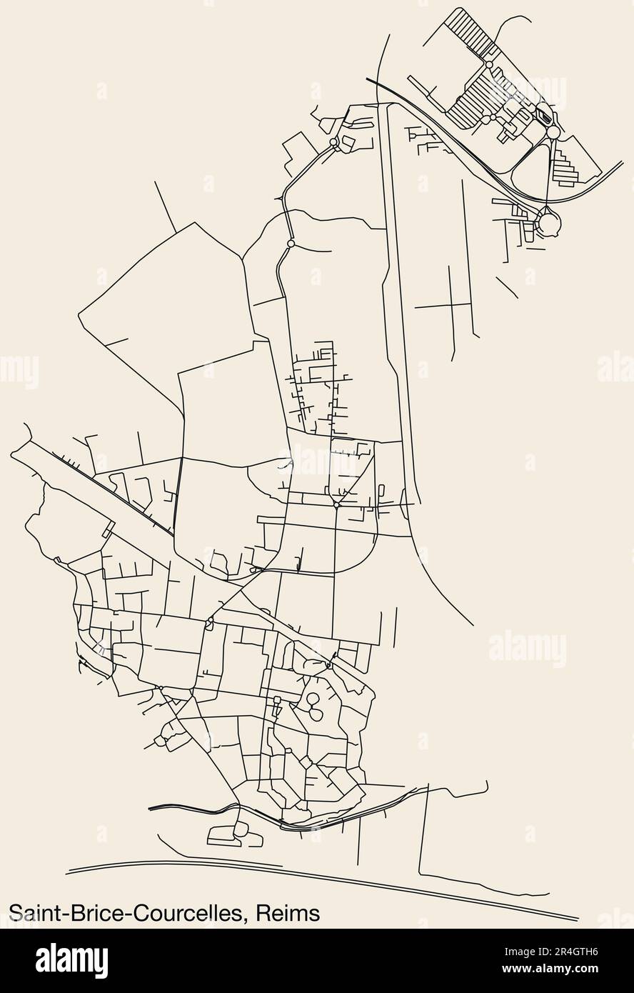 Mappa stradale del COMUNE DI SAINT-BRICE-COURCELLES, REIMS Illustrazione Vettoriale