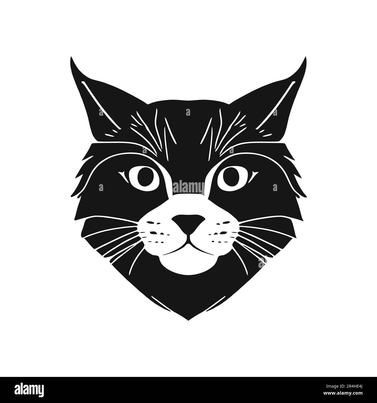 Nero gatto logo icona vettoriale-piatto disegno minimalista. Illustrazione vettoriale Illustrazione Vettoriale