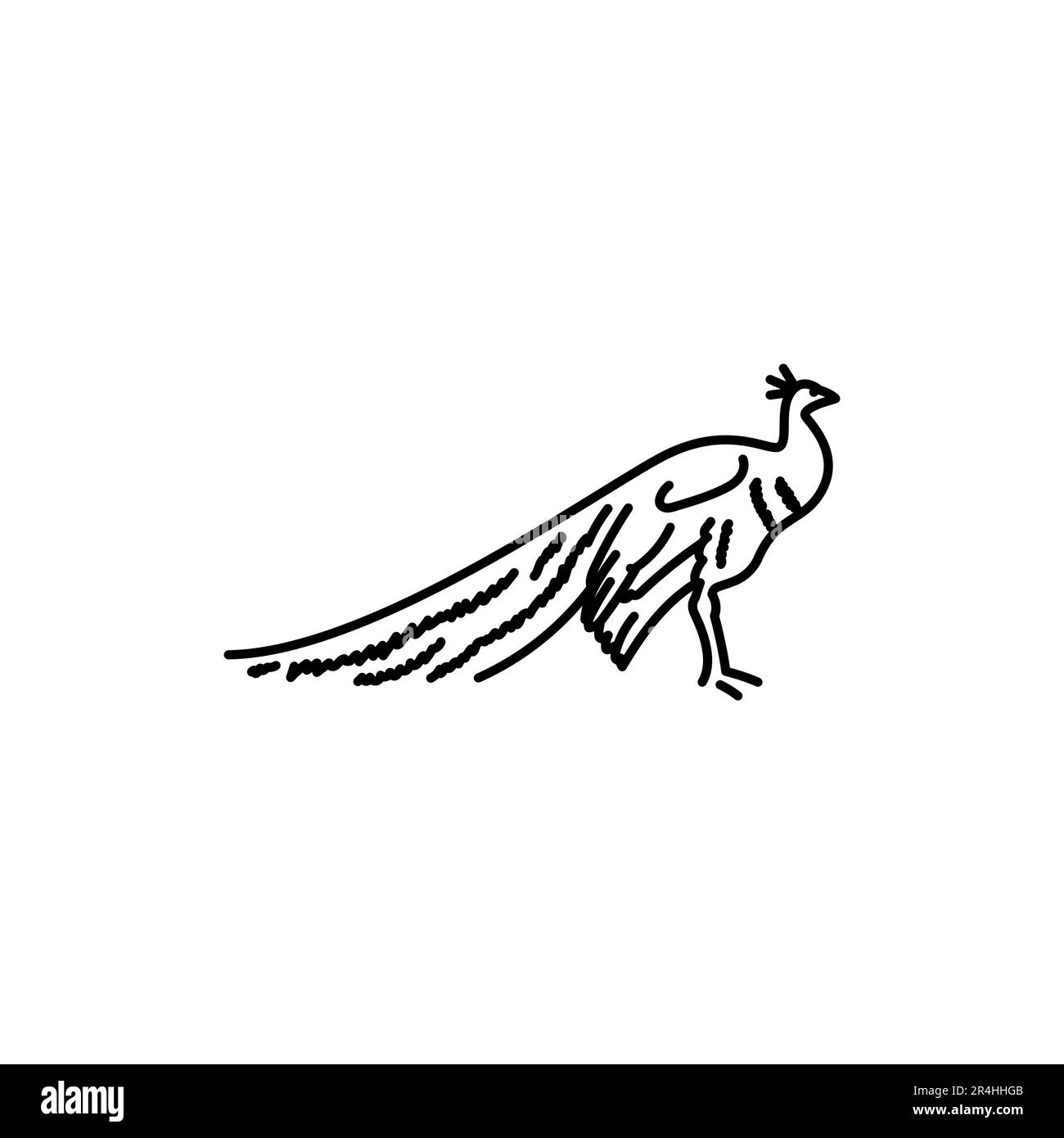 Icona linea nera pavone indiano. Pittogramma per pagina web, app mobile, promo. Illustrazione Vettoriale