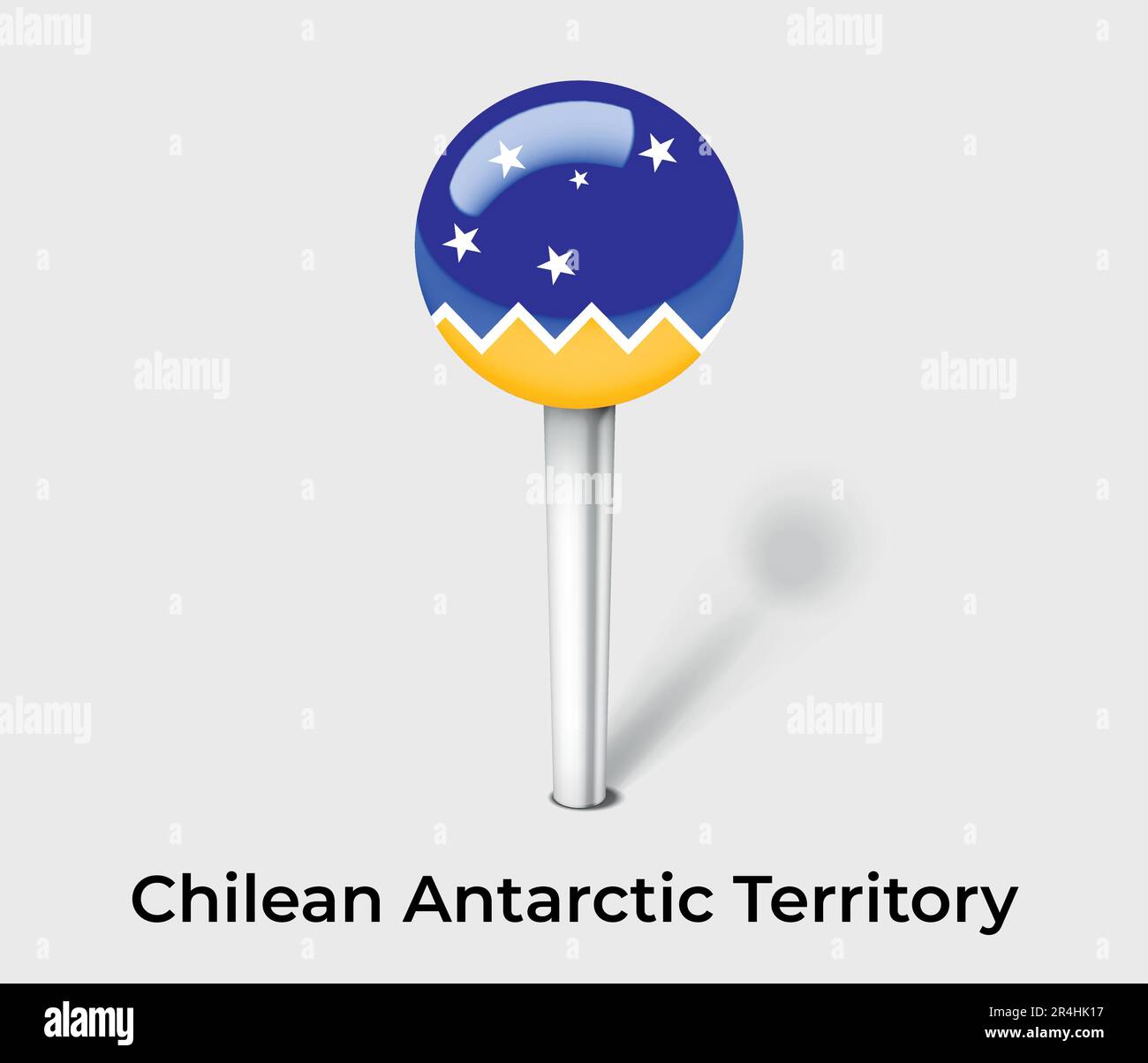 Pennarello della mappa della bandiera del paese del territorio cileno antartico Illustrazione Vettoriale