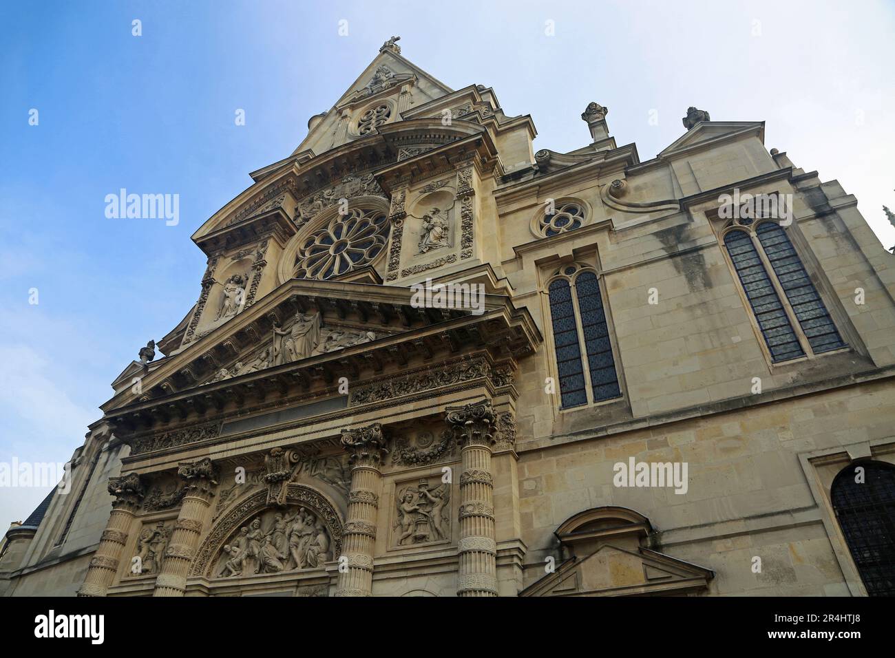 Facciata anteriore di Saint-Etienne-Du-Mont - Parigi, Francia Foto Stock