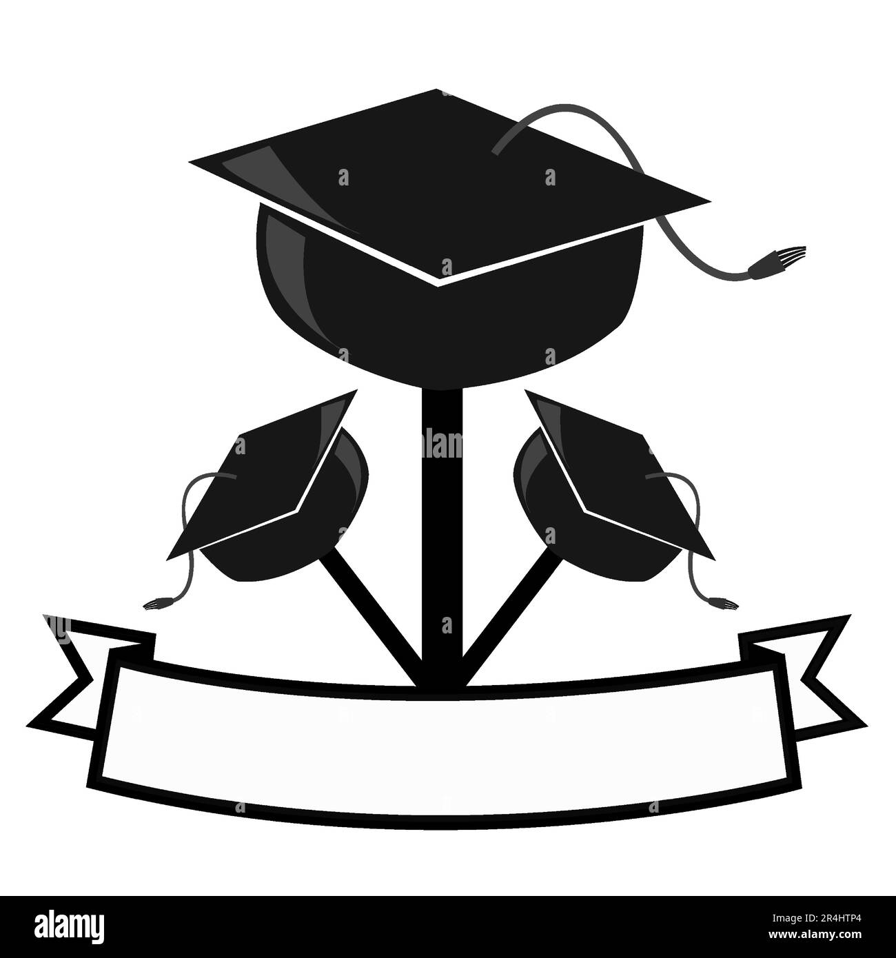 Illustrazione vettoriale del logo Black White Hat Graduation, Blank Name e White Color background. Illustrazione Vettoriale
