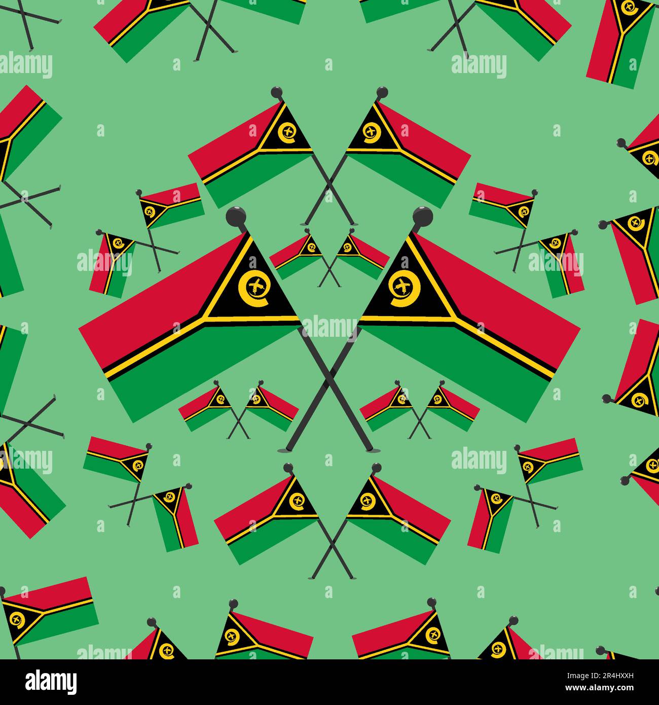 Illustrazione vettoriale dei flag di Vanuatu pattern e sfondo di colore verde. Illustrazione Vettoriale