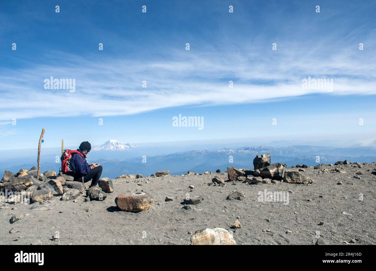 Sulla cima del Monte Adams, Stato di Washington. STATI UNITI Foto Stock