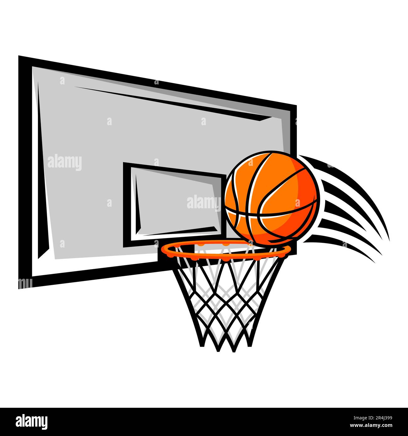 Emblema con simboli da basket. Etichetta o emblema per club sportivo. Illustrazione Vettoriale
