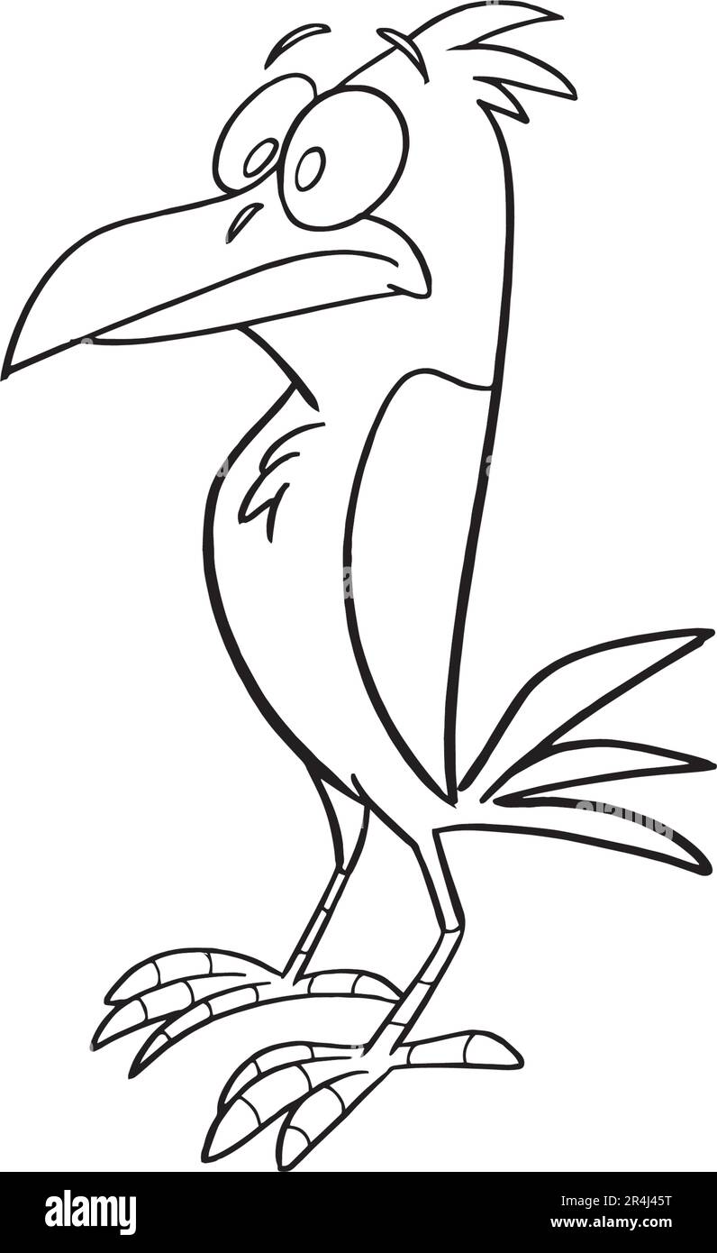 wicked corvo per le pagine da colorare del partito hallowen. Pagina da colorare di Halloween con oggetti spoky, disegnata a mano carino foglio da colorare di Halloween. Stile Doodle. Illustrazione Vettoriale