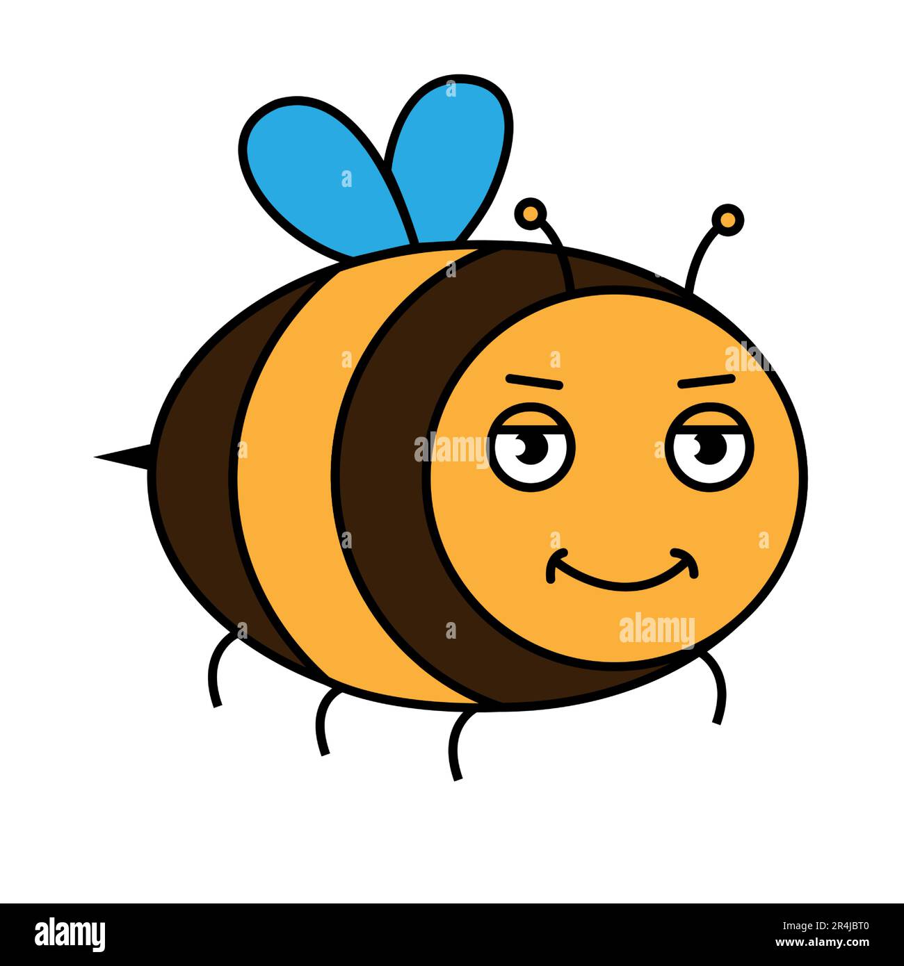 Cartoon Bee felice ape volante con occhi grandi gentile Vector isolato Illustrazione Vettoriale