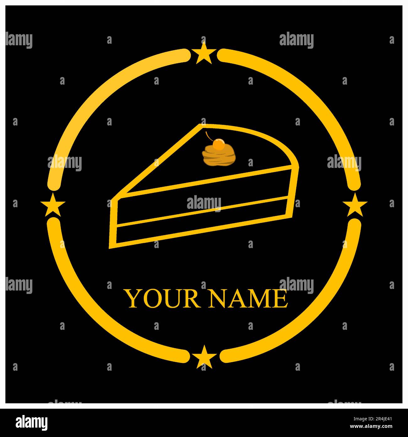 Illustrazione vettoriale di Pie Logo, colori oro e nero sfondo Illustrazione Vettoriale