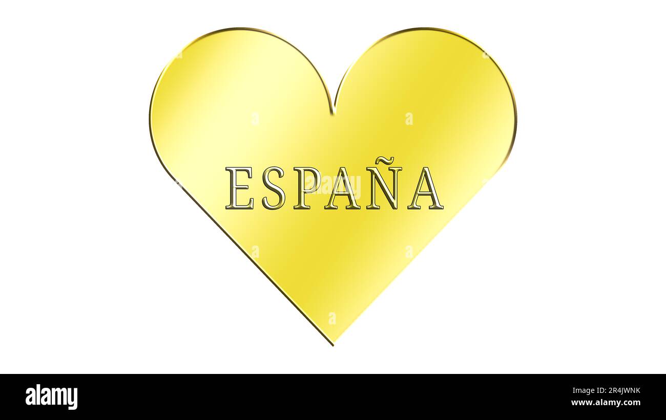 Spagna, grafica per esprimere l'amore per la Spagna, la lingua spagnola e la sua gente e la cultura. grafica e testo su sfondo bianco neutro. Foto Stock