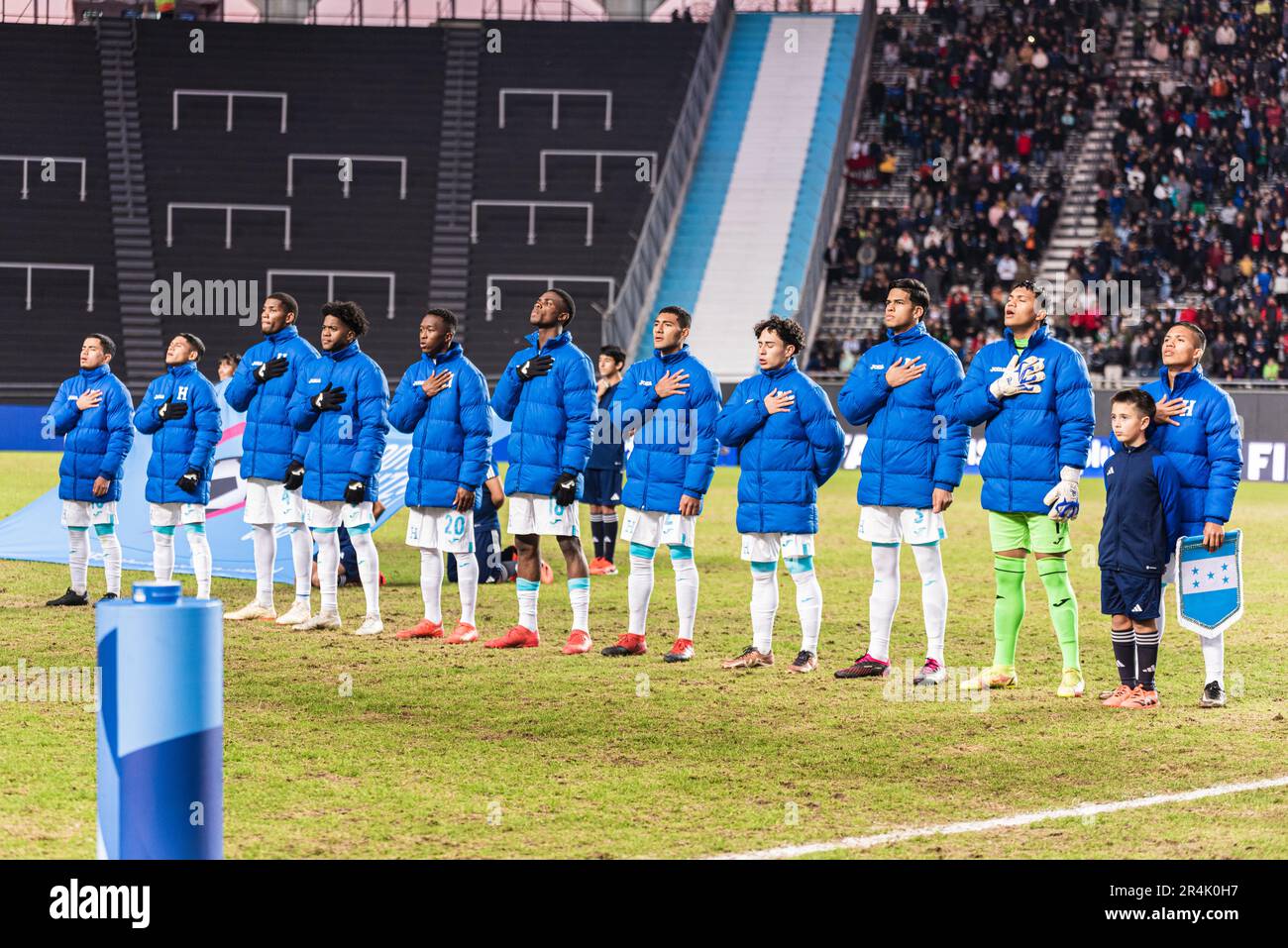 La Plata, Argentina. 28th maggio, 2023. Honduras U-20 durante la partita di Coppa del mondo FIFA U-20 tra Francia e Honduras allo stadio la Plata. Credit: Mateo occhi (Sporteo) / Alamy Live News Foto Stock