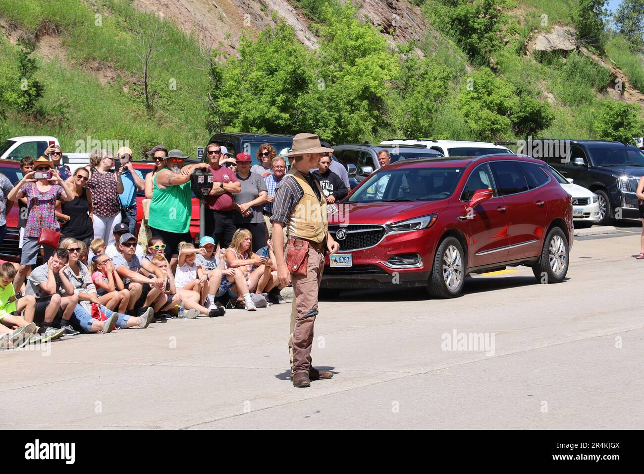 Deadwood, South Dakota: 07/20/2019: Spettacolo del selvaggio West in Deadwood South Dakota Foto Stock