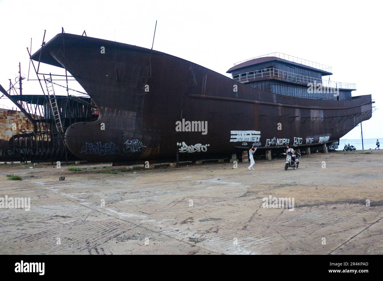Barche da pesca in pensione Hainan Foto Stock